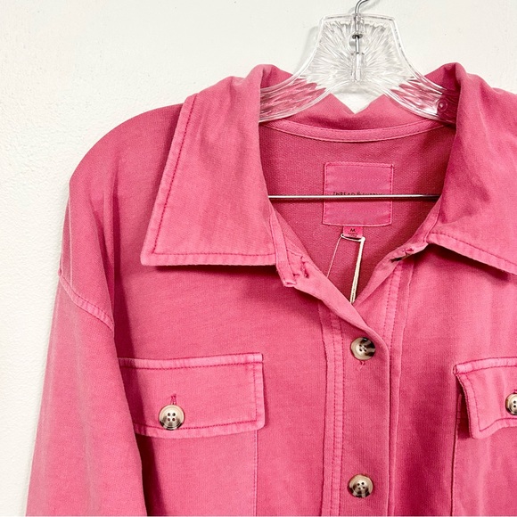 THREAD & SUPPLY 🍣 Pink Oversized Sweatshirt Jacket - Size M - Picture 2 of 6